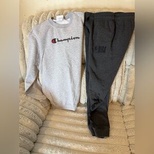 Champion Gray Sweatshirt and NBA Joggers Set